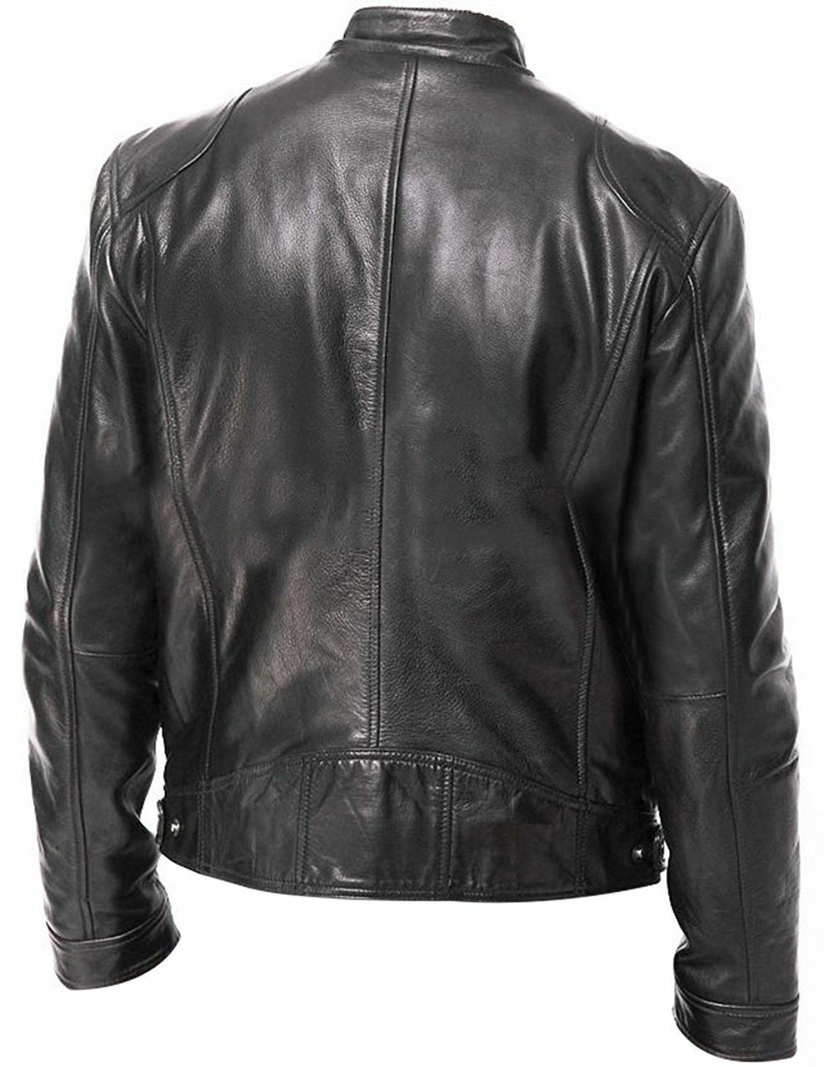 Trendy Slim Fit PU Leather Jacket for Men