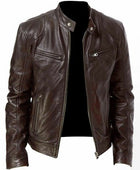 Trendy Slim Fit PU Leather Jacket for Men