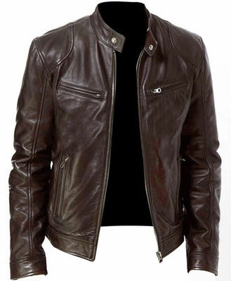 Trendy Slim Fit PU Leather Jacket for Men