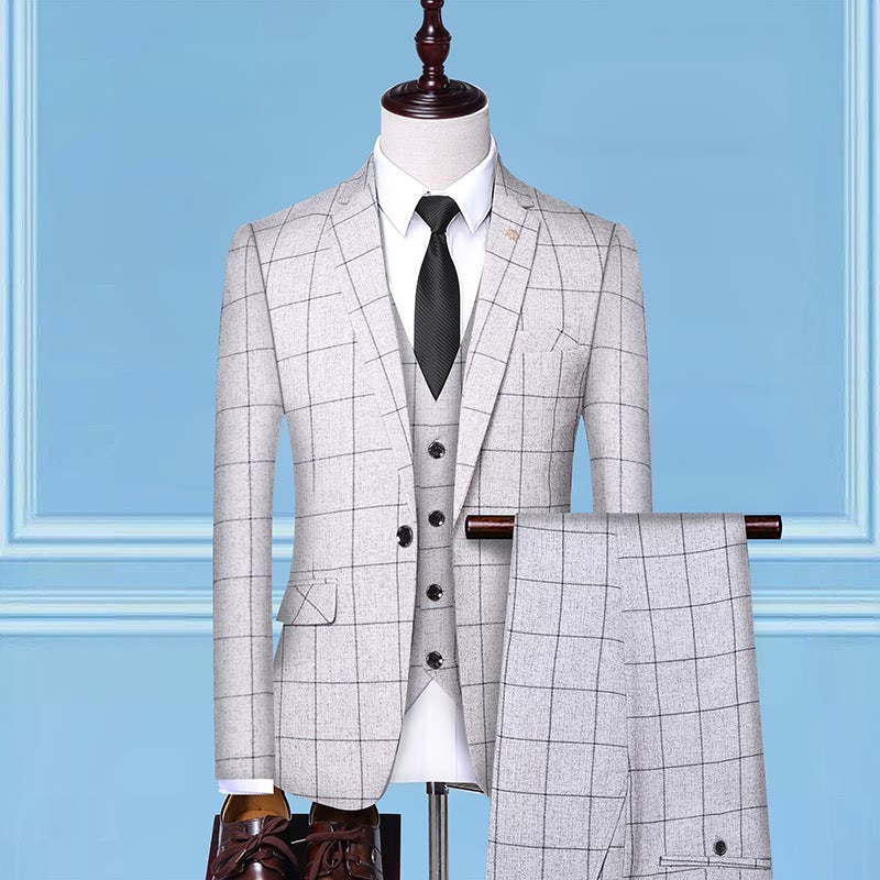 Stylish Men's Suits: Checkered, Three-Piece, and Professional Attire