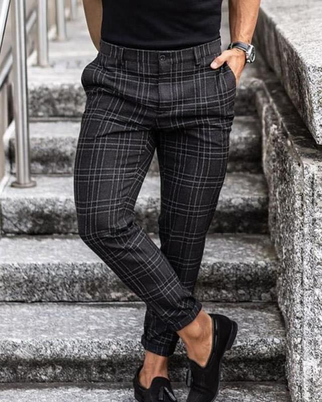 Plaid Casual Trousers for Men