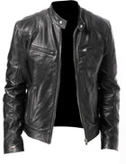 Trendy Slim Fit PU Leather Jacket for Men