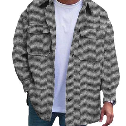 Trendy Men's Polo Collar Coat for Work and Casual Wear